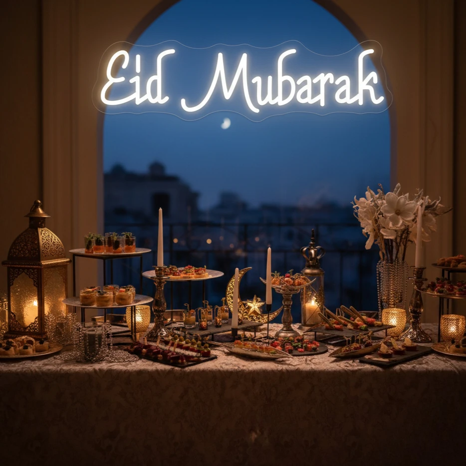 

Eid Mubarak Neon Sign 2026 Ramadan Decoration Ramadan Light USB LED Warm Glow Islamic Home Wall Decor Eid Party Holiday Ornament