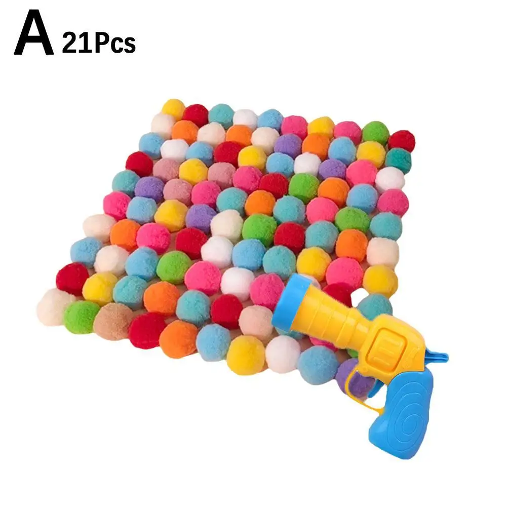 Interactive Launch Training Toy For Pet Kitten Creative Mini Shooting Gun Games Stretch Plush Ball Toys Cat Toys Pet Supplies