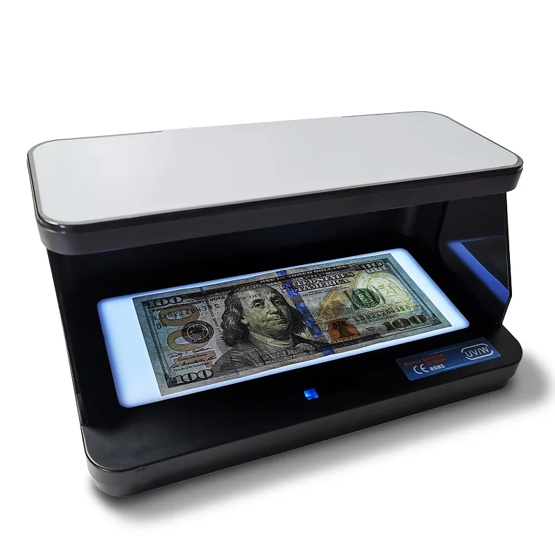 Mini rilevatore di valuta portatile Rilevatore di banconote contraffatte Rilevatore di denaro Supporto luce UV e filigrana