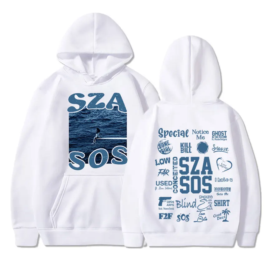 SZA-Sudadera con capucha para hombre y mujer, ropa de calle con estampado de SOS, de gran tamaño, informal, holgada, gótica, Hip Hop, Unisex