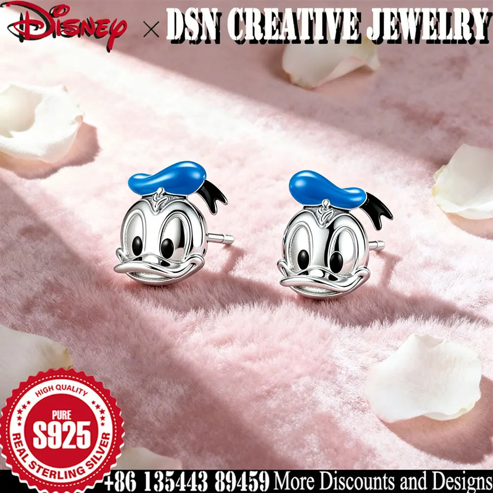 

DSN creative jewelry 925 sterling silver earrings disney Donald Duck stud earrings cute cartoon fashion luxury jewelry gift