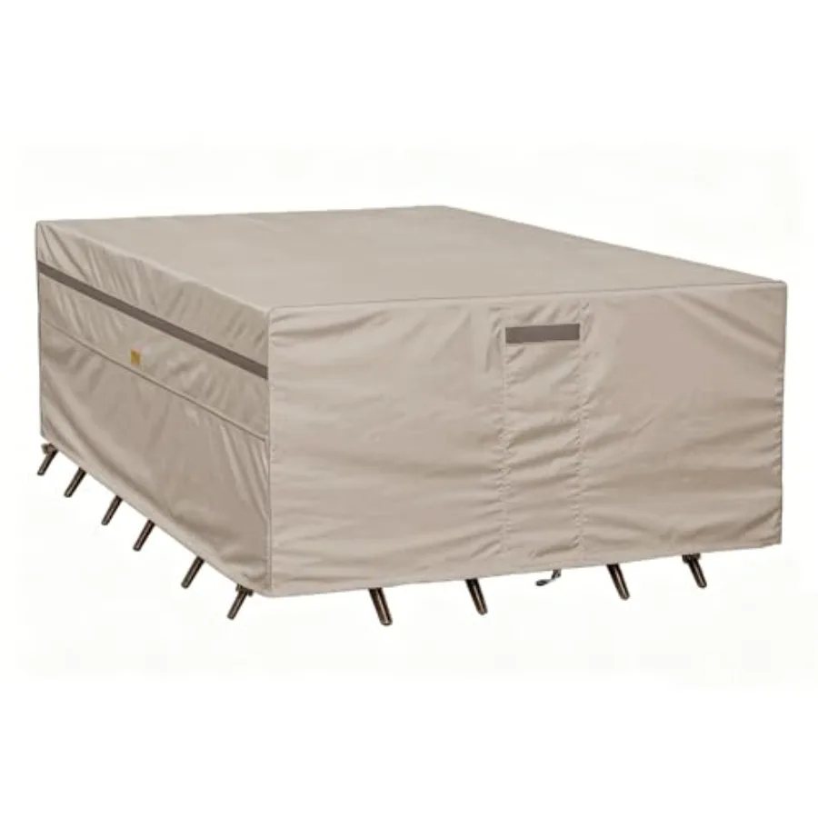

600D Heavy Duty Waterproof Patio Furniture Covers UV Resistant Rectangular Outdoor Table and Chair Covers 108" Wx 82" D x 28" H