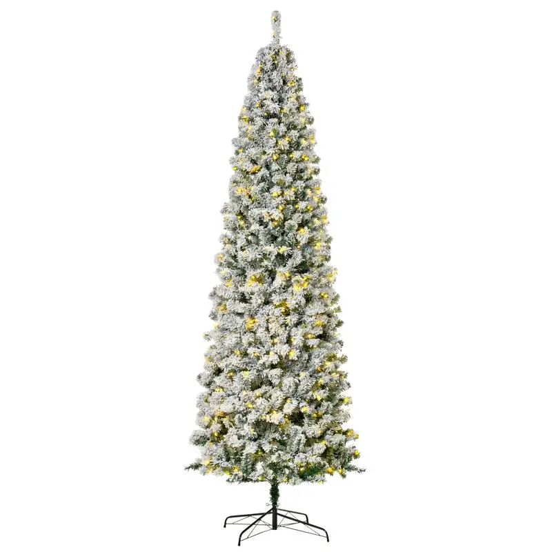 

9ft Pre-Lit Snow-Flocked Slim Douglas Fir Artificial Christmas Tree, Realistic Branches, 550 LED Lights, 988 Tips for Holiday