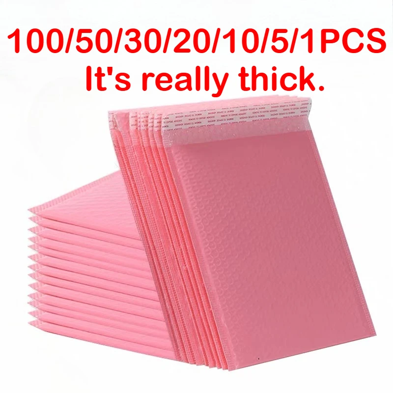 

100/1 PCS Pink Poly Bubble Mailers Padded Envelopes Bulk Bubble Lined Wrap Polymailer Bag for Shipping Packaging Maile Self Seal