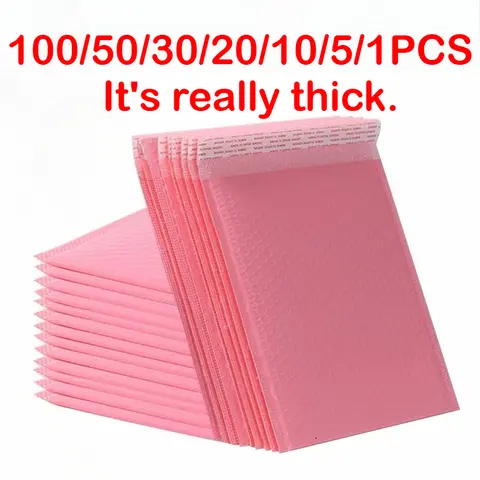 100/1 PCS Pink Poly Bubble Mailers Padded Envelopes Bulk Bubble Lined Wrap Polymailer Bag for Shipping Packaging Maile Self Seal