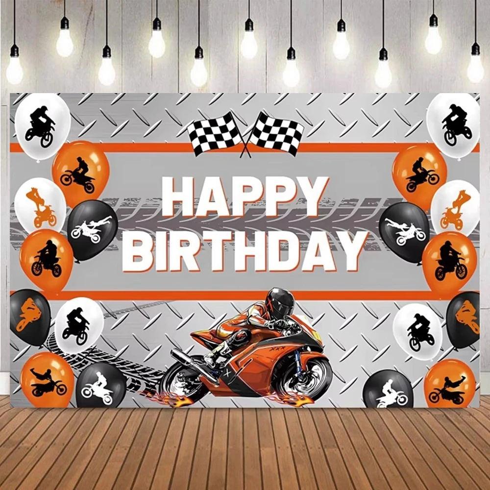 Racing Motorcycle Theme Boy Birthday Backdrop Party Banner Baby Shower children's room Home Decoration Photography Background