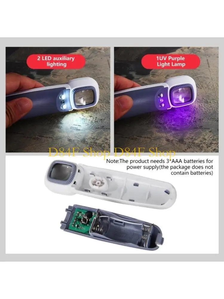 D84F illuminates Reading Magnifier with 3 LEDs Large Lighted Magnifier Multifunction Handheld for Detailed Inspection