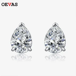 OEVAS 100% 925 Sterling Silver 7*10mm Water Drop High Carbon Diamond Stud Earrings For Women Exquisite Party Fine Jewelry Gifts