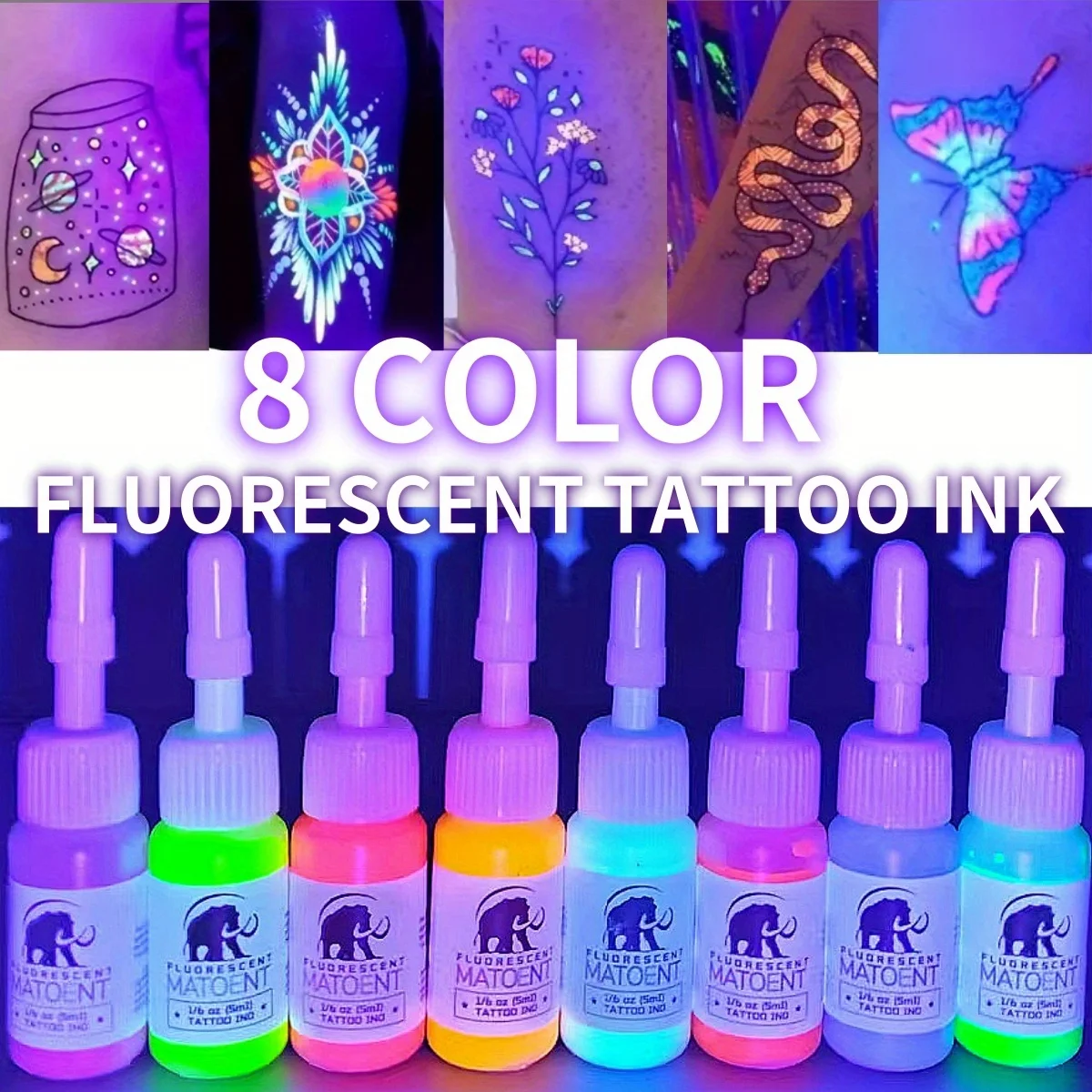 0.17oz Tattoo Ink Fluorescent Ink Body Art Tattoo Kits Professional Beauty Paints Makeup Tattoo Supplies Semi-permanent