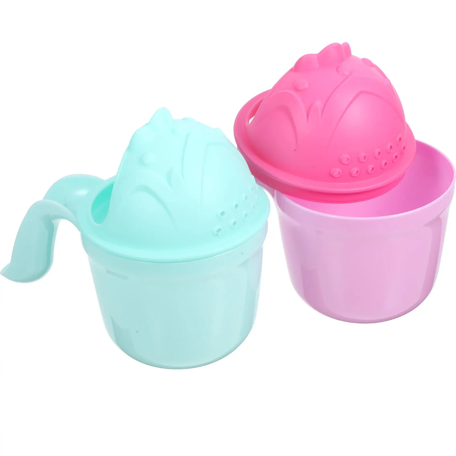 

2 Pcs Baby Shampoo Cup Kids Bath Rinser Eye Protection Water Rinser PP Material Hair Wash Supplies Safe Grasp Cartoon Design