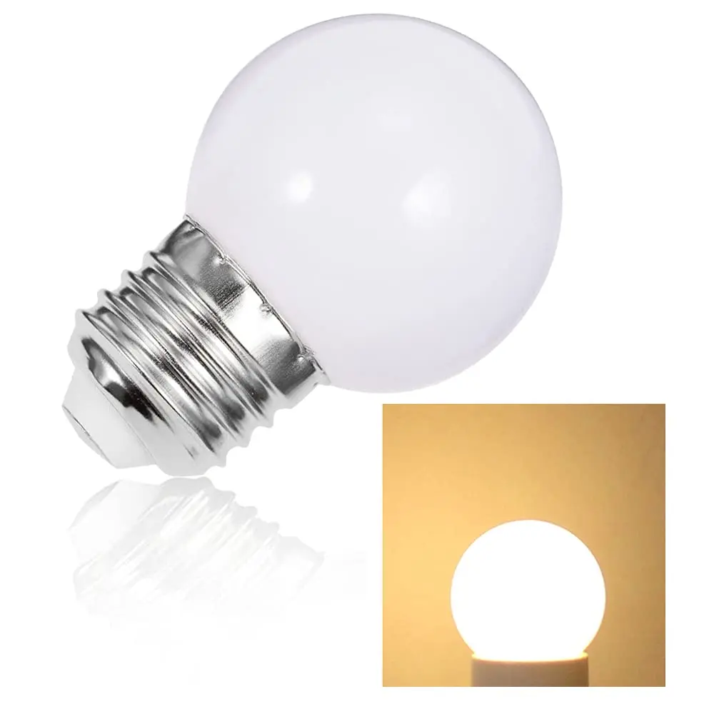 Led Bulb Plastic Milky Globe G45 Warm White E27 220V String Light Bulb 3W Garden Party Cheap Ball Lamps Wedding Decor