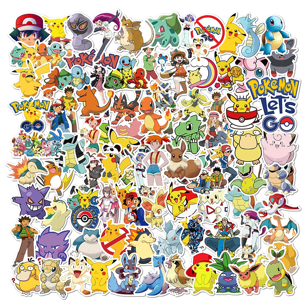 10/30/50/100PCS Anime Pokemon Stickers Cartoon Cute Kids PVC Toy Decals DIY Notebook Bicycle Fridge Guitar Phone Sticker Gifts