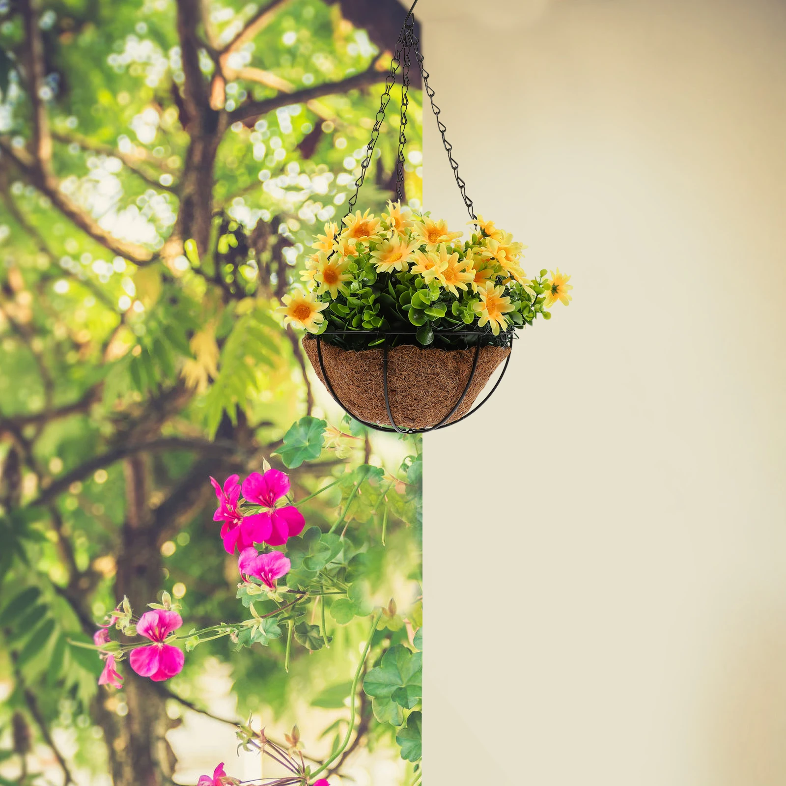 

8 Inch Coconut Palm Hanging Basket Flower Pot Baskets Plant Holder Planter Succulents Balcony Decorative