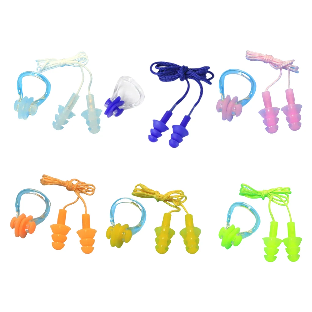 

2 Pieces Ear Stopper Nose Clips Set Snorkeling Earplug Kit Equipment