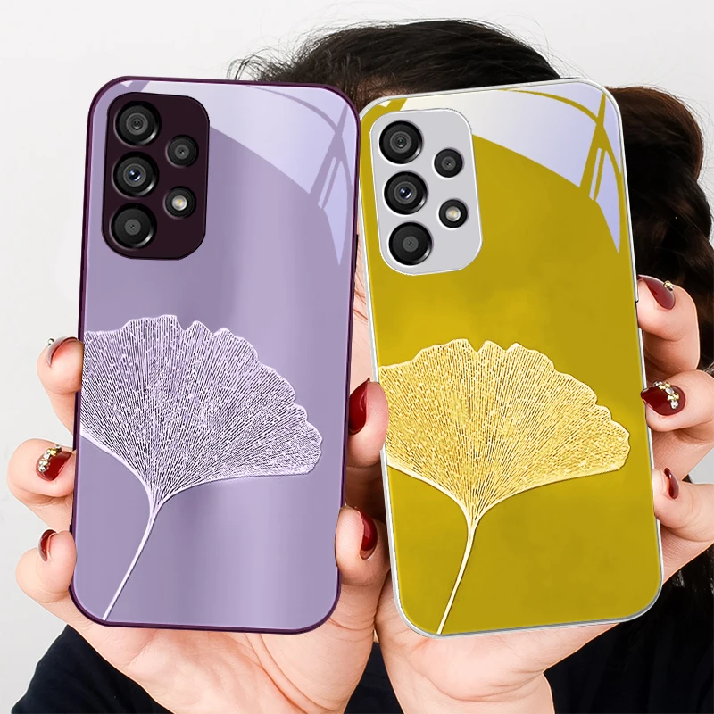 

Yellow Ginkgo biloba For Samsung Galaxy S23 U ltra 24 Plus S20 21 FE S25 Ultra A70 A72 73 51 52 53 Tempered Glass Phone Case