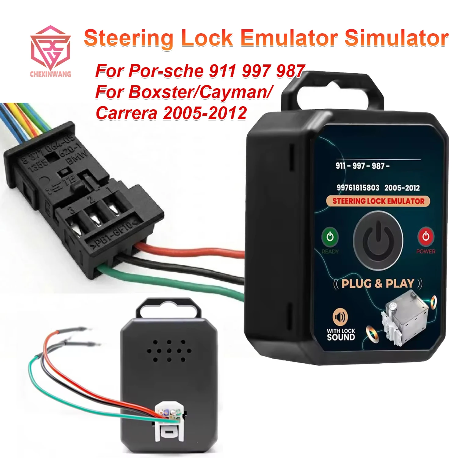 For Por-sche 911 997 987 Steering Lock Emulator Simulator for Boxster/Cayman/Carrera 2005-2012 with Lock Sound Plug and Start