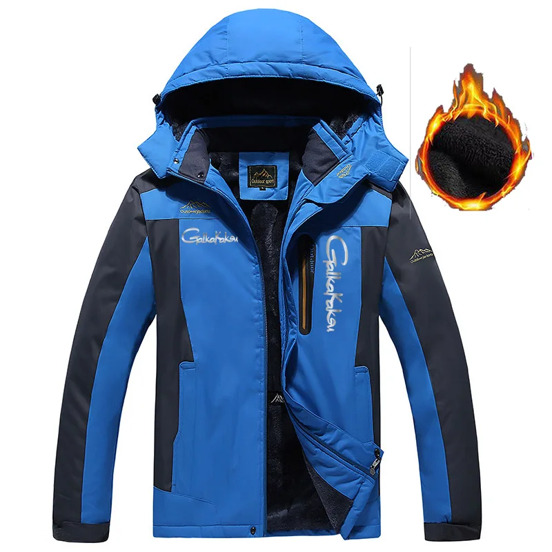 Large Size L-9XL Fishing Men's Jacket Plus Velvet Thick Outdoor Sport Windproof Waterproof Cold-proof Cotton Coat Brand Jacket