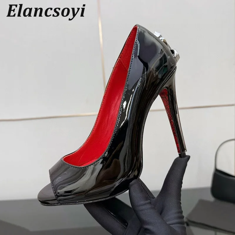 Pumpen Spitz Super High Heels Frauen Metall Schwert Peep Toe Dünne Fersen Einzelnen Schuhe Frühling Herbst Sexy Party Bankett Schuhe