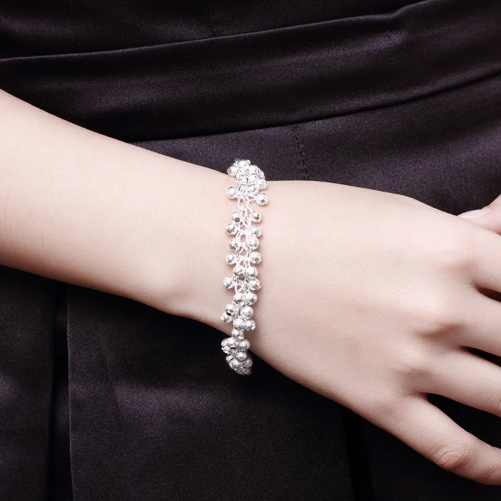 

925 Silver European and American Hot selling Jewelry Ball Fashion Lobster Buckle Sand Sand Light Grape Women's Bracelet