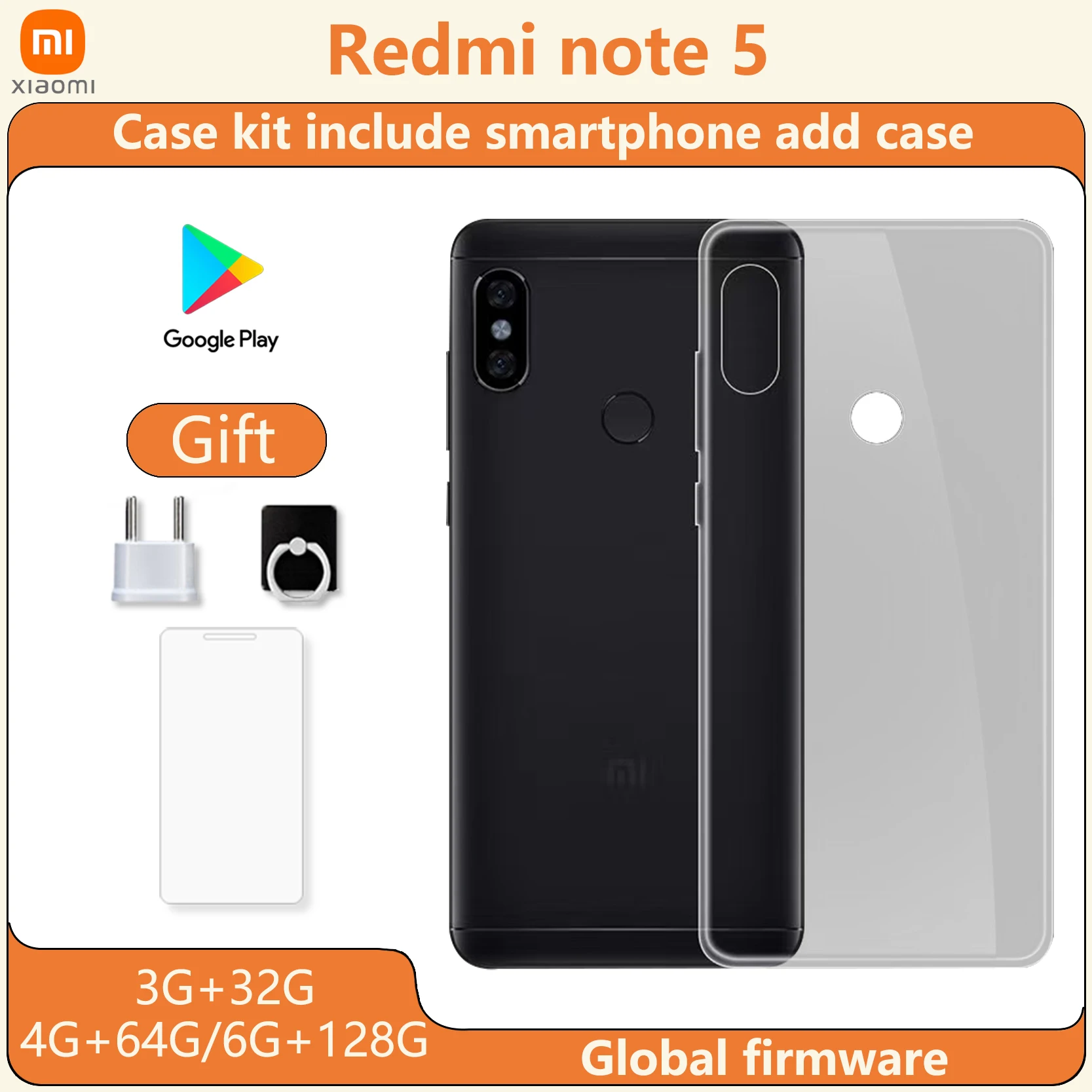 xiaomi Redmi Note 5 Smartphone case kit Global firmware Snapdragon 636 13.0MP 5.99inch 4000mAh used phone