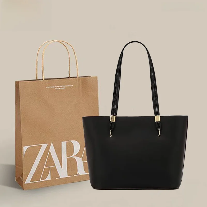 Zar Fenden2025 New Casual Faion Commuting Class Large Capaci Single oulder Tote Bag Youth Daily Match PU Leather  ...