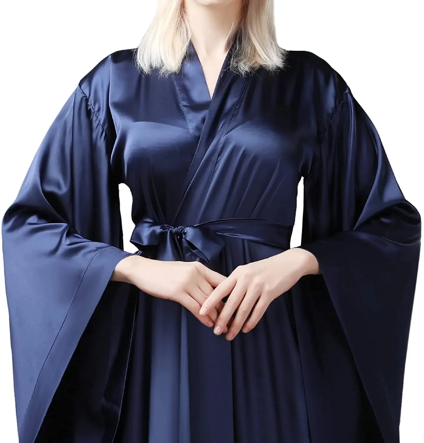 Bath Gown Women's Silk Kimono Long Robe Satin Bridesmaid Wedding Pajamas Beach Shirt Bikini Cover Up Plus Size