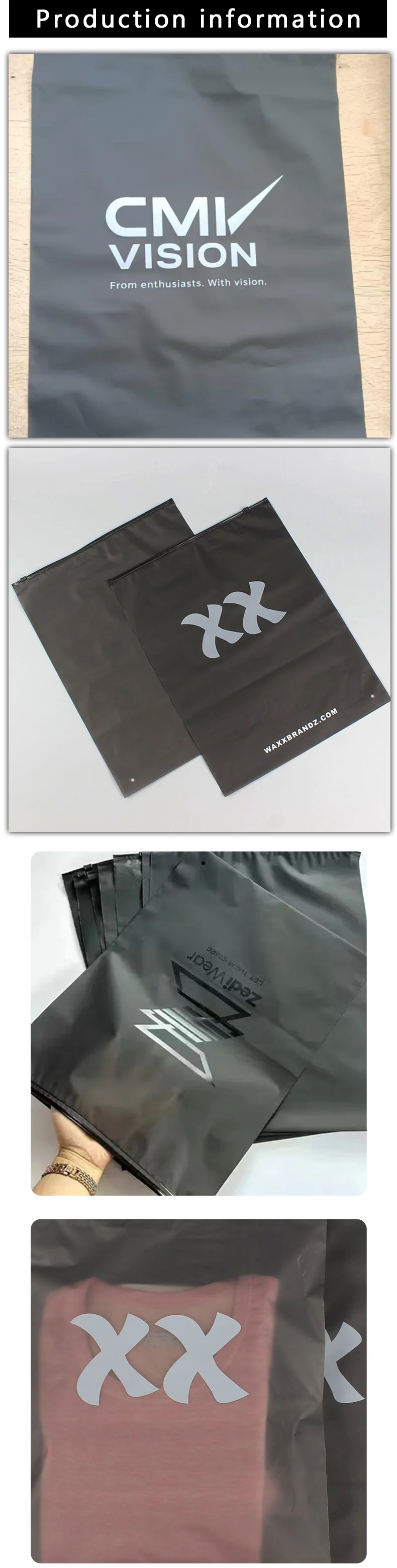 50 Stück Schwarze Transparente Matte Reißverschluss-Verpackungsbeutel für Kleidung, Unterwäsche und Socken, Unterstützung für individuelles Logo – Detail 2