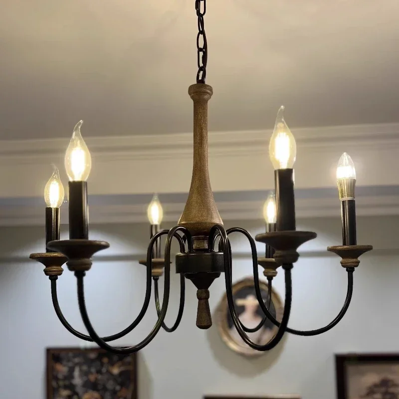 

6 Lights Wooden Chandelier Lighting in Bedroom Dining Room 8 Lights for Living Room Restaurant Vintage Chandeliers Lighting