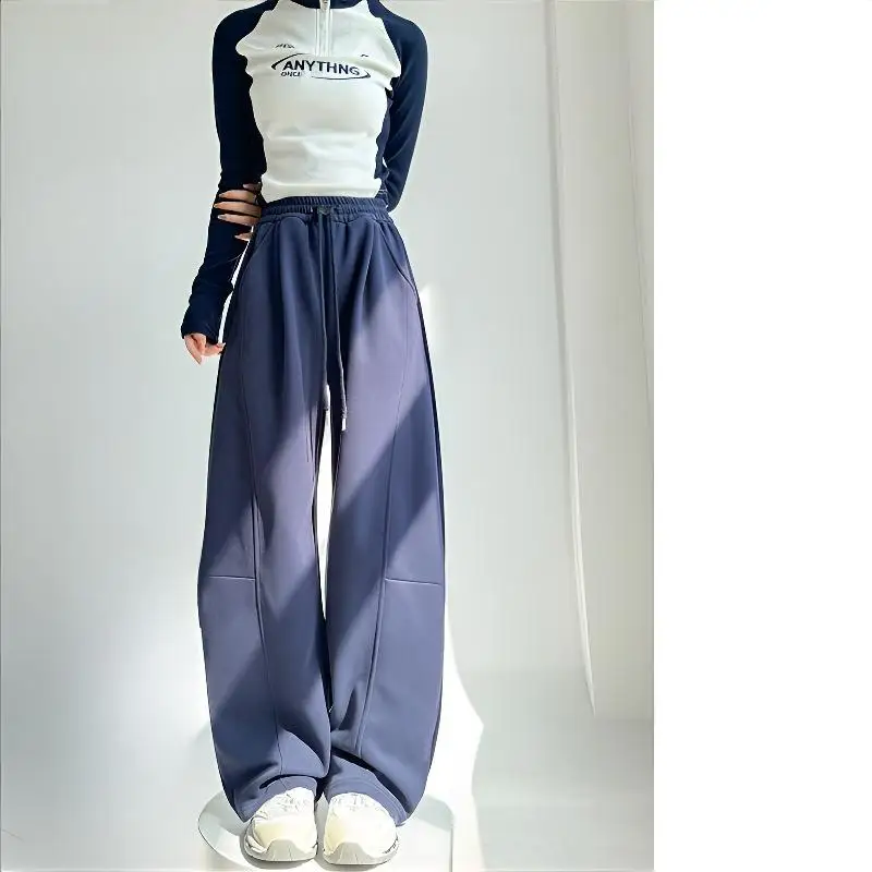 Pantaloni a gamba larga Performance Donna Autunno più spesso a quadri Pieghe a costine urbane Fasce comode Pesante floccaggio tenero twill retrò