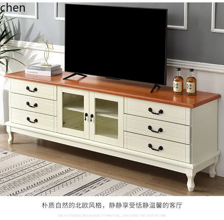 

HXL light luxury TV cabinet simple coffee table combination living room bedroom high solid wood TV cabinet
