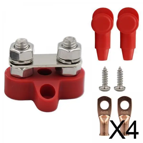

Battery Terminal Distribution Block Kit Insulated Stainless Steel Post Block for Automotive Motorcycle Boat