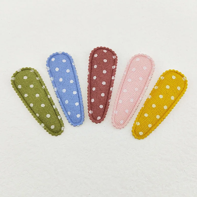 50 sztuk 5.5CM Polka tkanina w kropki do włosów osłona klipsa aplikacje na ubrania materiały krawieckie DIY klips do włosów kokarda dekoracyjna