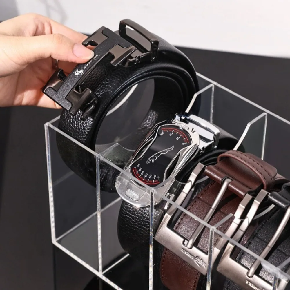 

New 3/5/7 Grid Belt Storage Holder Acrylic Transparent Storage Boxes Multi-grid With Dividers Storage Rack