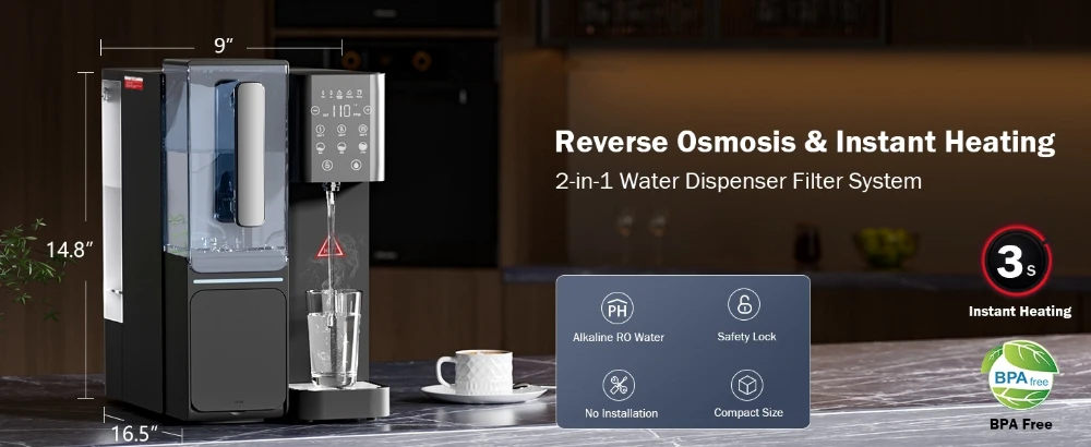 Counter-Top Reverse Osmosis System With UV Care With Alkaline For Home Use