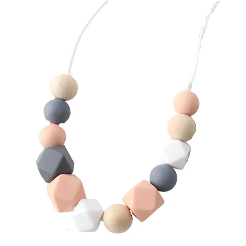 Collier de Dentition en Silicone pour Bébé, Perles Hexagonales de Qualité Alimentaire, Jouets Sans BPA, 1 Pièce