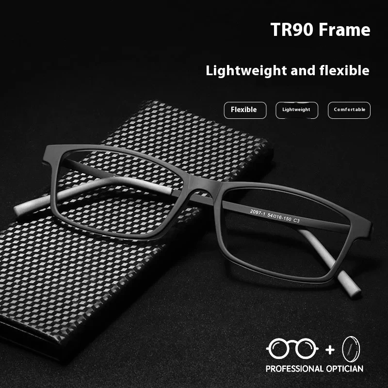 

Simple TR90 Ultralight Men's Alloy Eyeglass Frames, Flexible Prescription-Ready Glasses for Myopia Durable Metal Optical Glasses