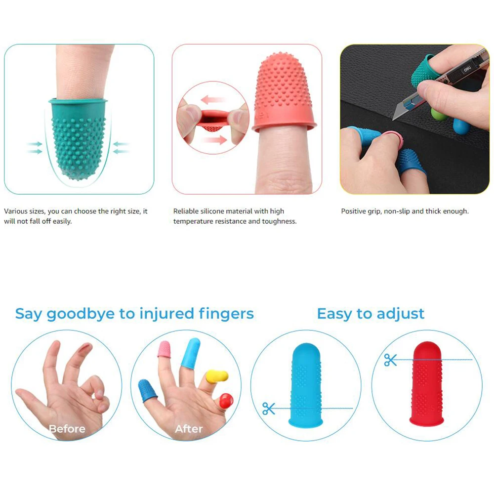 16Pcs Rubber Finger Tips Silicone Finger Cover Pads for Quilting Embroidery Knitting Finger Protectors Sewing Thimble Supplies