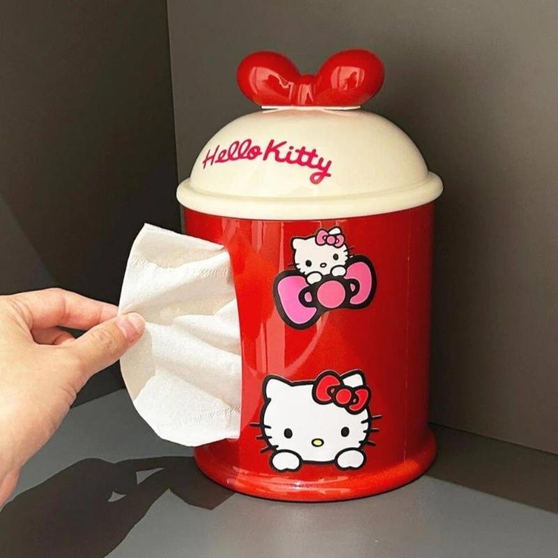 Sanrio New Hello Kitty Kawaii Anime Cartoon Tissue Box Desktop Decorations Paper Box Bedroom Bedside Girly Heart Cute Sweetness view 3