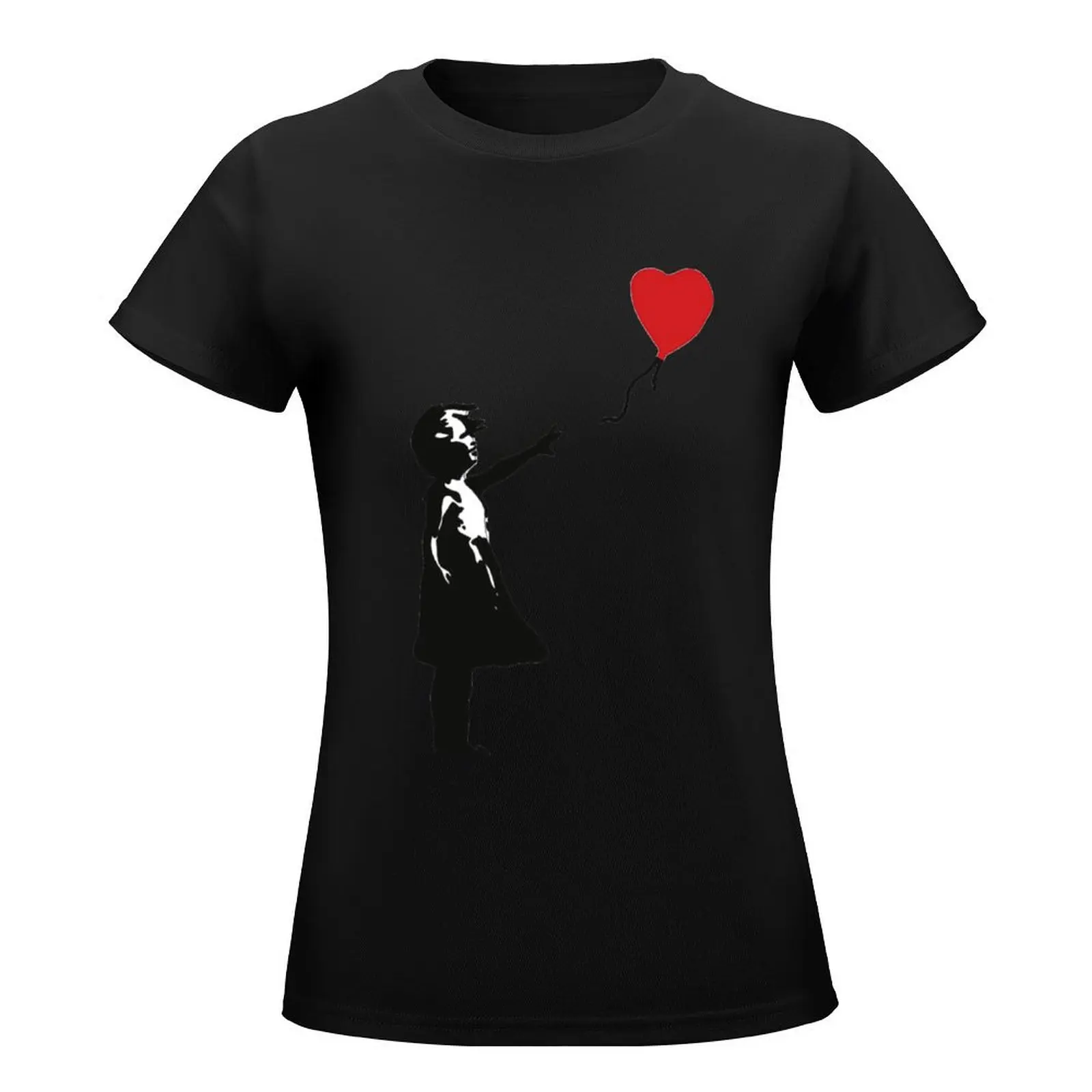 Bansky Girl with Baloon T-Shirt tops hippie clothes t-shirt dress for Women plus size sexy