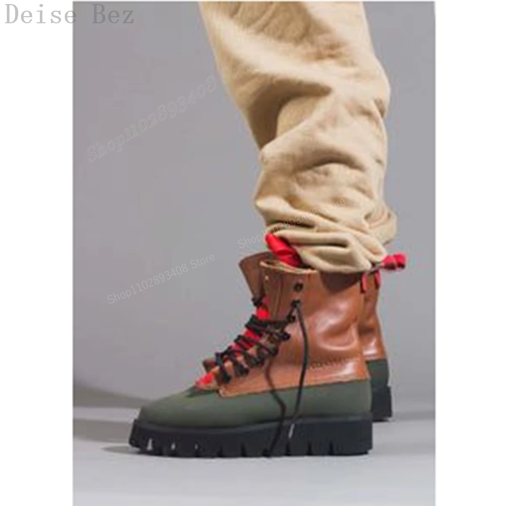 Oxford-Bottes de Randonnée Mixtes à Lacets pour Homme, Chaussures de Rinçage Croisées, Rondes, Anti-ALD, Plates, Nouvelle Collection 2023