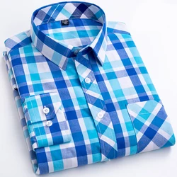 Camisa a cuadros de talla grande para hombre, Blusa de manga larga, 100% algodón, informal, con botones delgados, para negocios y actos sociales, S-8XL