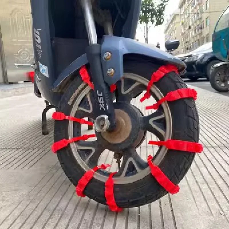 3/5pcs Anti-Skid Snow Chains for Motorcycles Bicycles Winter Tire Wheels Non-slip Cable Ties Motorbike Emergency Tire Chain Tool