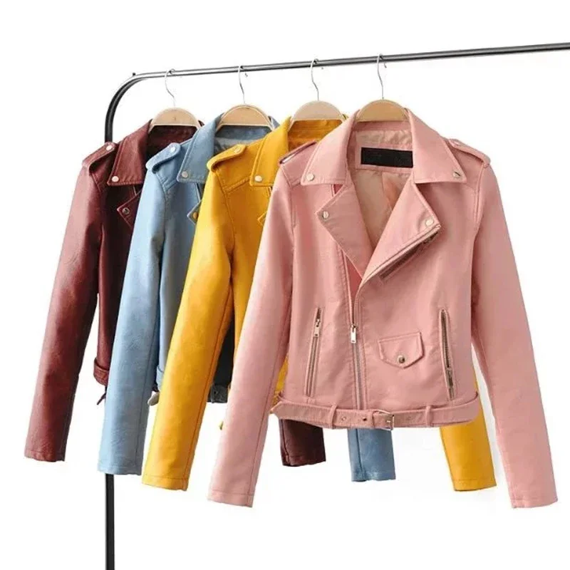 Bella Philosophy Women Autumn Winter Faux Leather Zipper Biker Jacket Female Casual Sashes PU Jacket Coat Ladies Coat