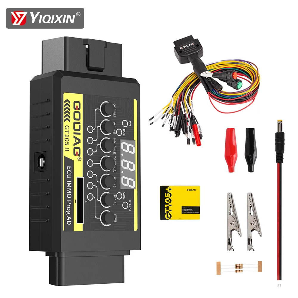 GODIAG GT105 II IMMO Prog AD OBD2 Break Out Box ECU Connector Full Protocol OBD2 Jumper For Benz BMW Display Car Battery Voltage