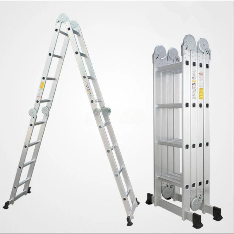 BLS-A02/A03 Practical Aluminum Alloy Folding Ladder Joints Retractable Construction ladder Adjustable Telescopic Ladder Silver