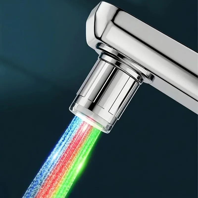 1pc LED Faucet Aerator with 7 Color Temperature Control, Hot & Cold Glow Nozzle,  Water-Powered Lighting Accessory