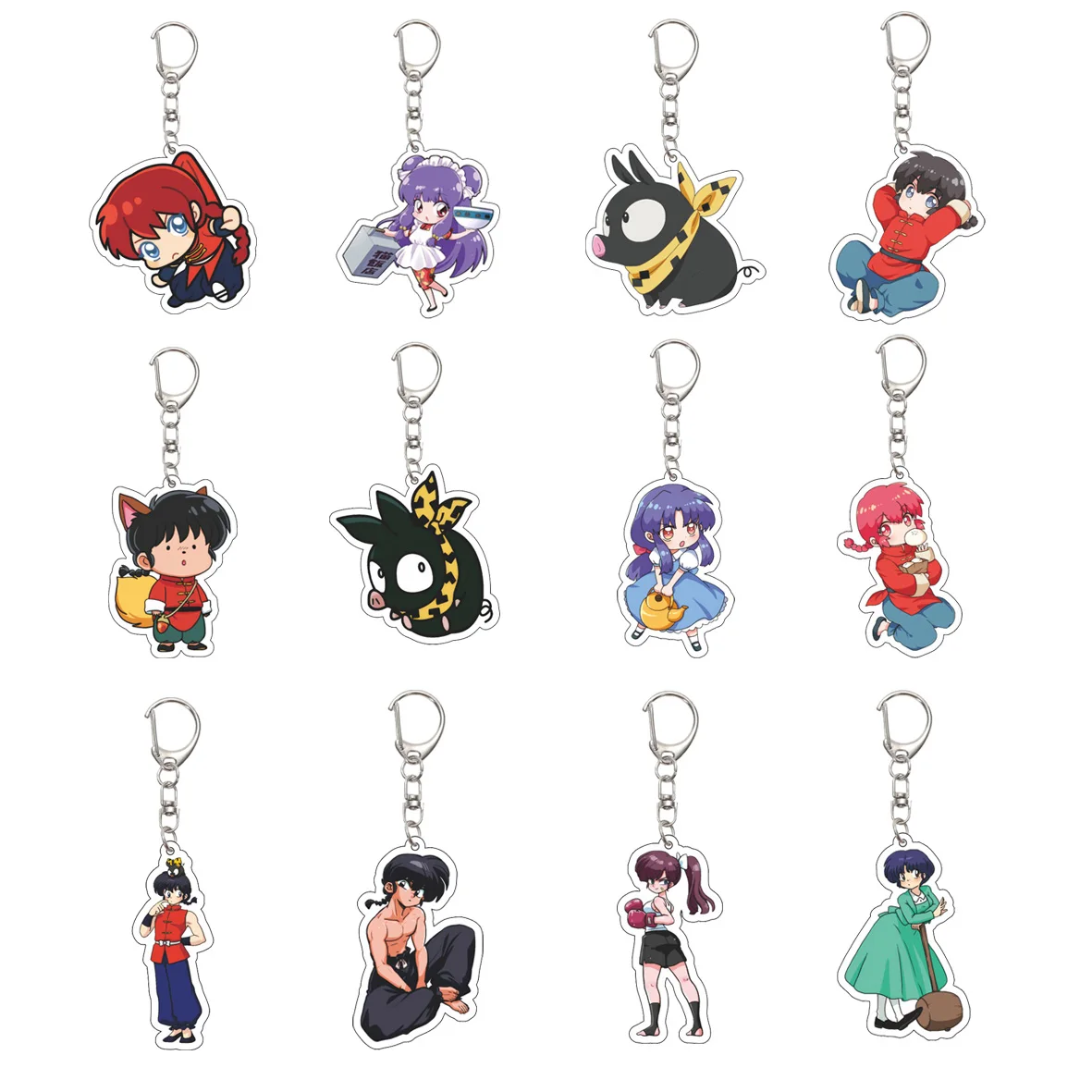 Regalos/Llavero de Anime Ranma Nibun no Ichi de 55 mm, Saotome Ranma/Tendou Akane/Saotome Genma/Tendou Souun, Regalos de Navidad