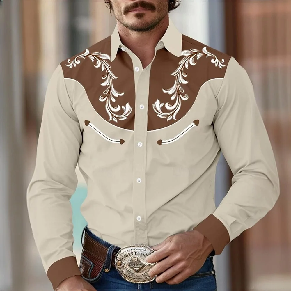 Camisa transpirable de retazos vintage para hombre, camisa clásica de moda de Estilo Hawaiano para hombres, camisa informal de cuatro temporadas con solapa y botones