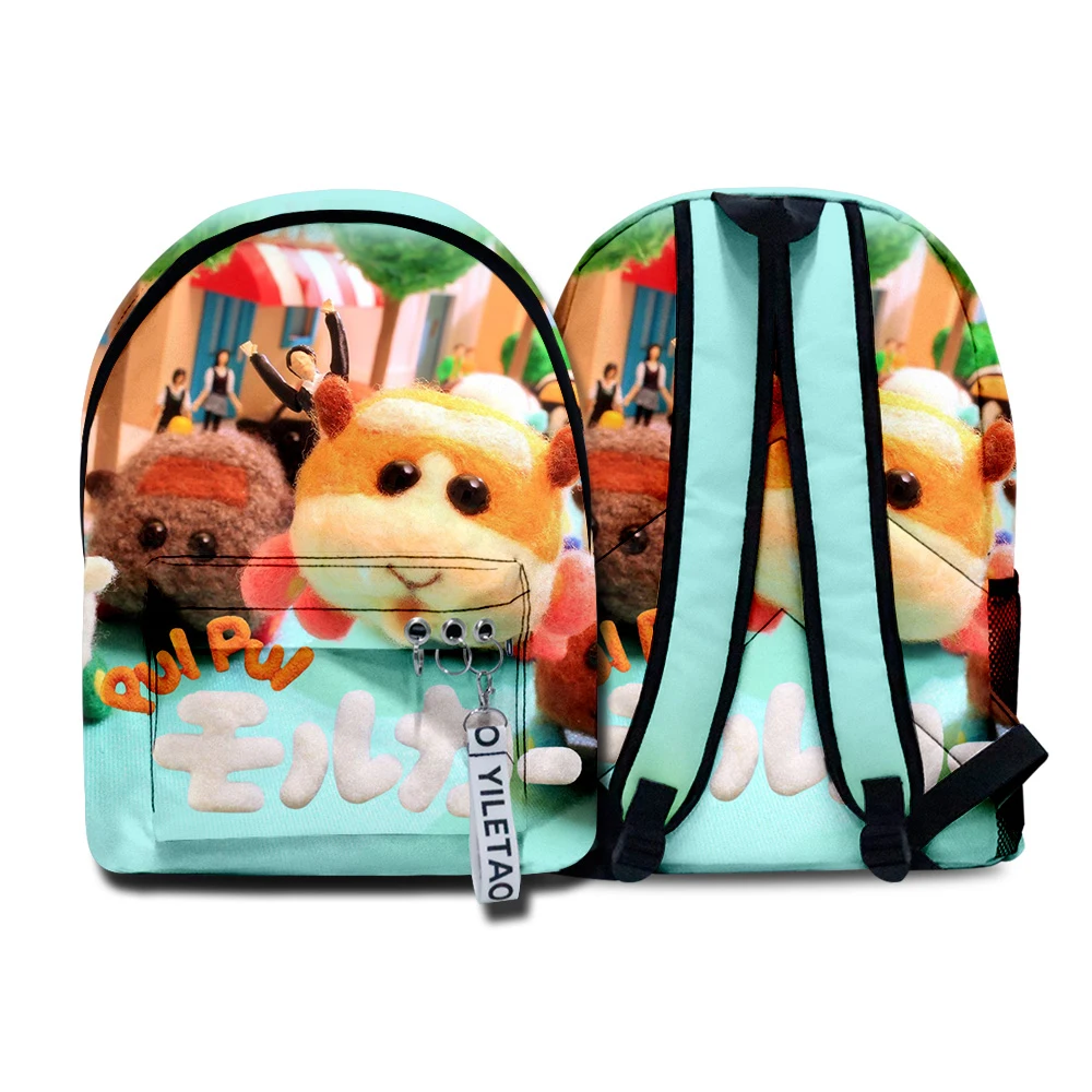 Classic Cool Pui Pui Molcar student Bookbag Notebook Backpacks 3D Print Oxford Waterproof Boys/Girls Key Chain Travel Backpacks