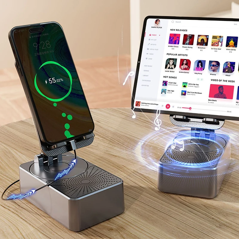 

Slip Cell Phone Stand with Speaker Adjustable Portable Desktop Bracket Folding Desktop Live Lazy Stand Anti-Bluetooth-Compatible